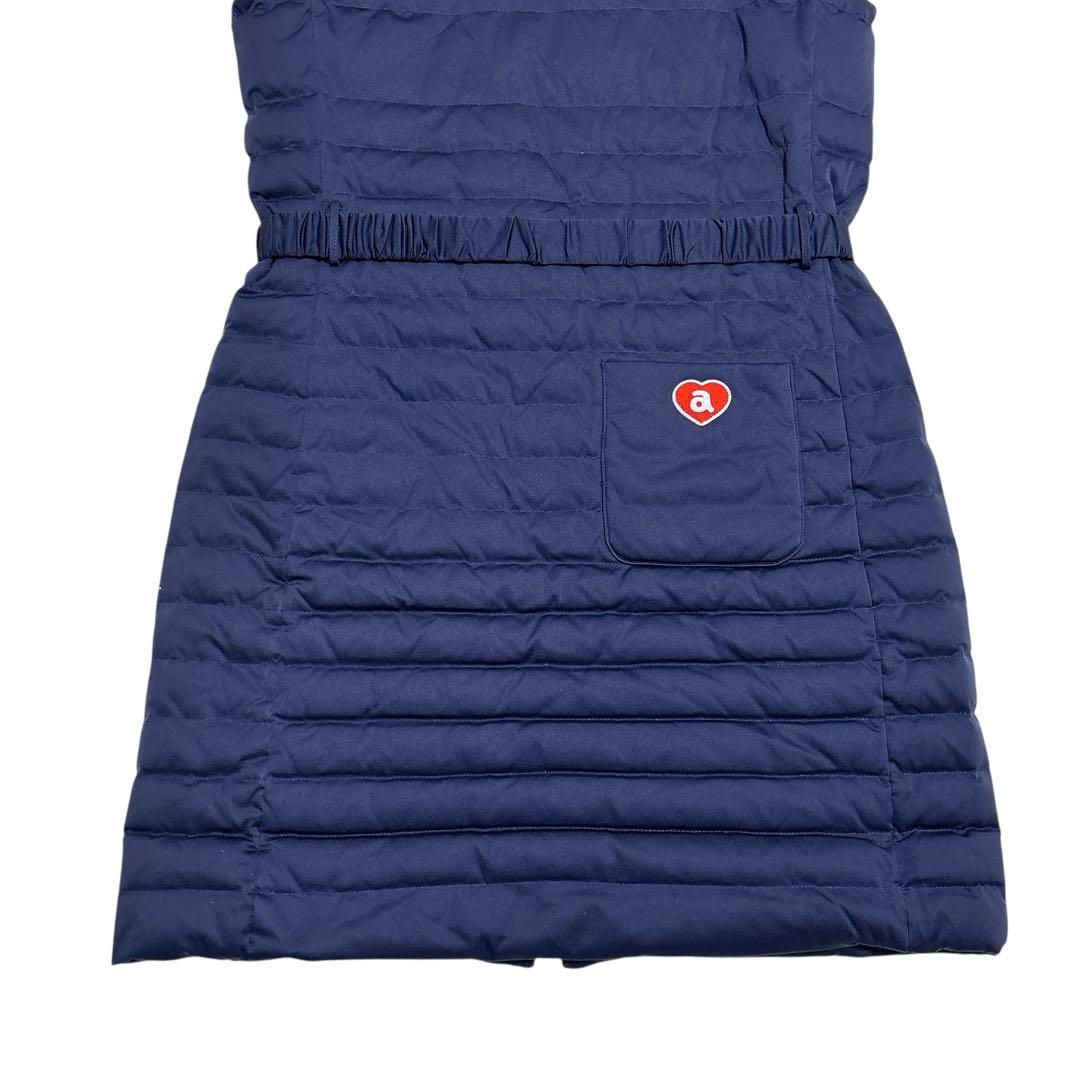 美品✨アルチビオ 中綿ダウン ワンピース ファー付き ウエストベルト 紺　38