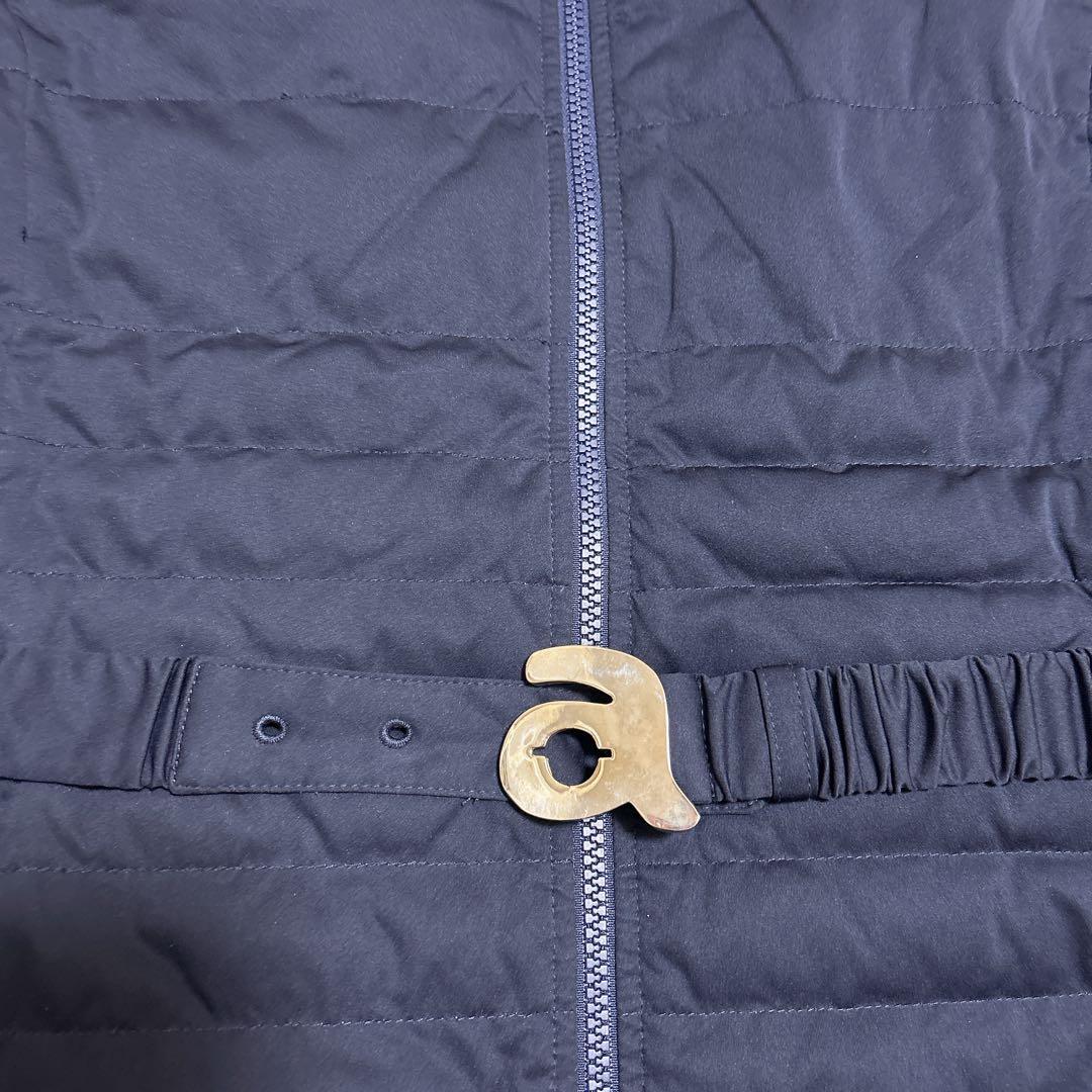 美品✨アルチビオ 中綿ダウン ワンピース ファー付き ウエストベルト 紺　38