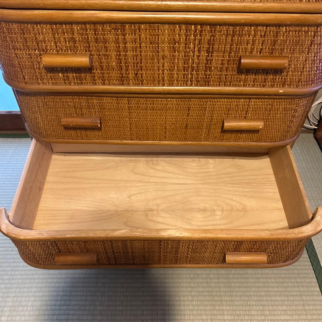 ラタン　家具　6段チェスト（タンス）　ヴィンテージ　昭和レトロ