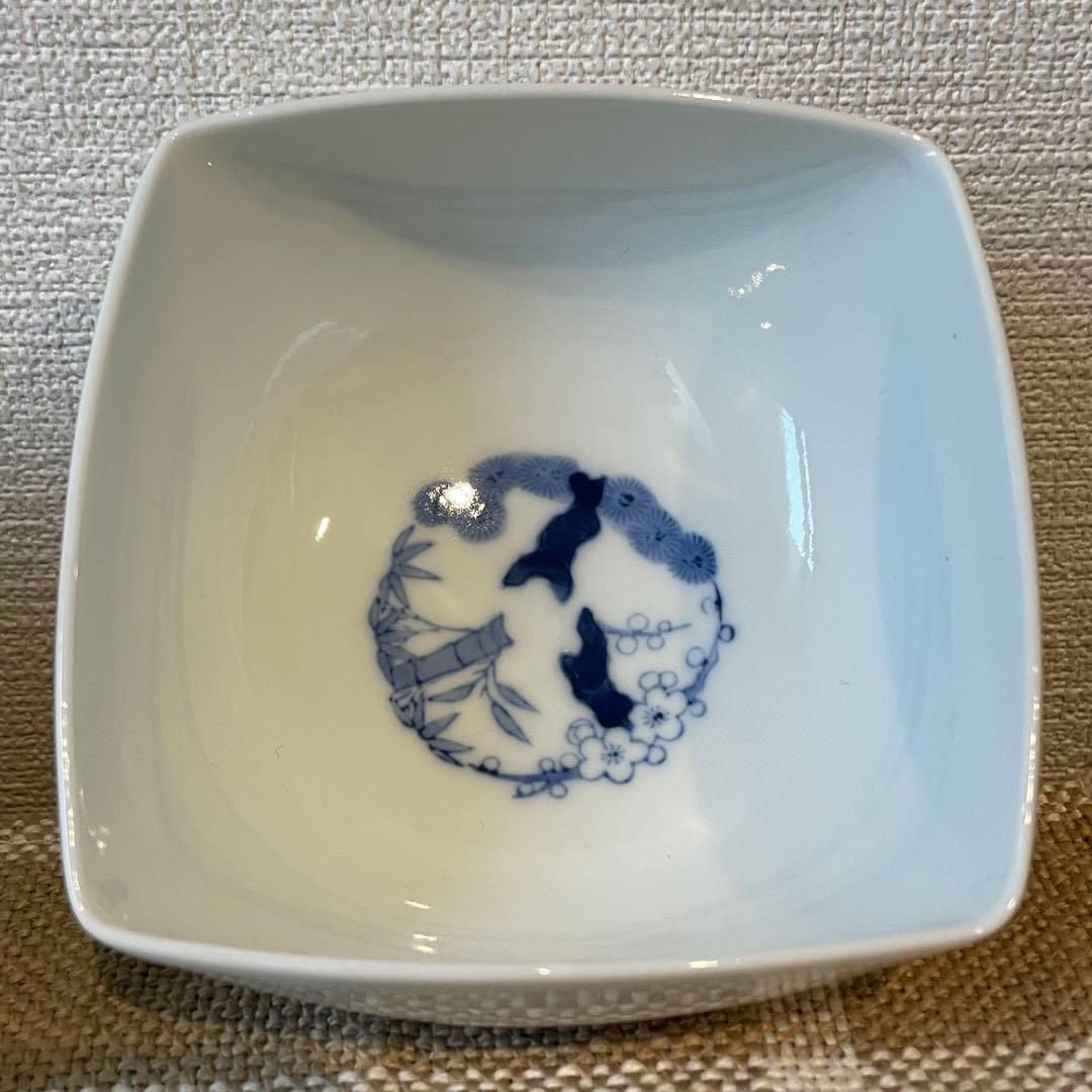 【美品】深川製磁 小鉢 4客セット 四季の花 菱形 有田焼