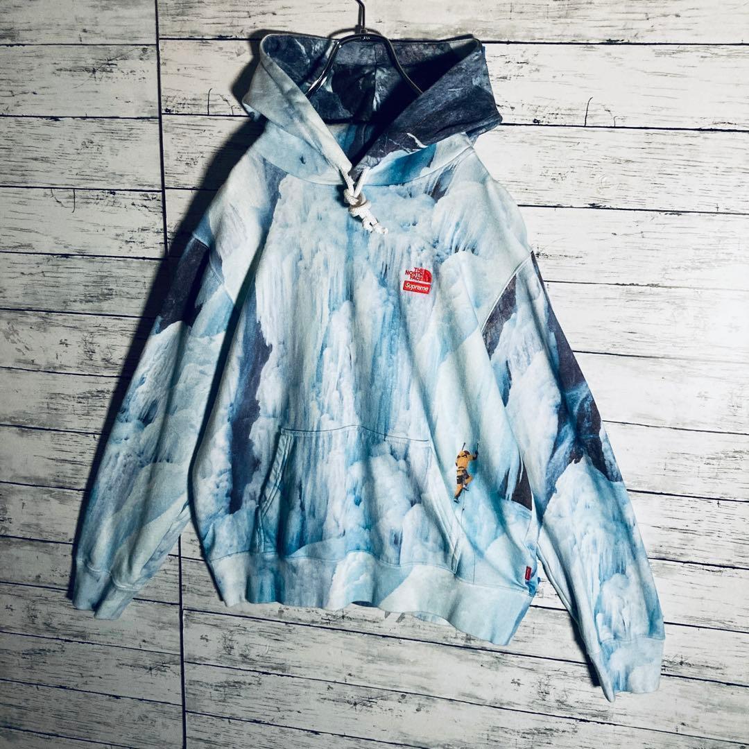 【限定コラボL相当】シュプリーム×ノースフェイス☆刺繍ロゴパーカー 正規品鑑定済