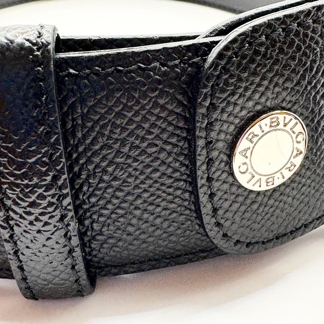 ブルガリ ベルト 黒 ロゴリング シルバー　メンズ レディース