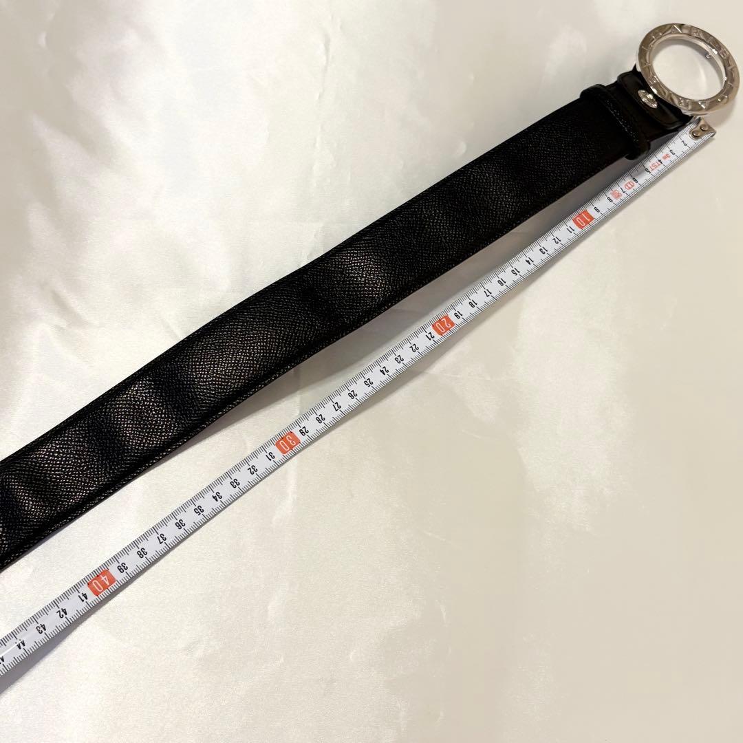 ブルガリ ベルト 黒 ロゴリング シルバー　メンズ レディース