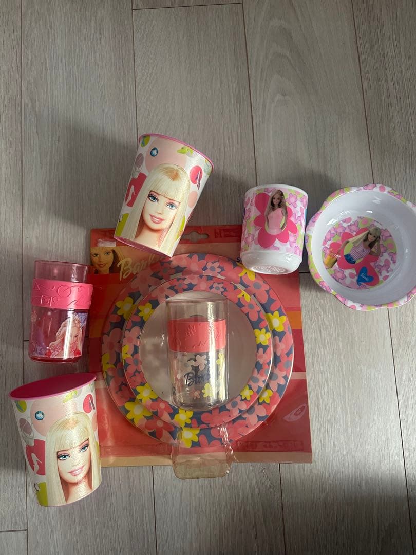 バービーBarbie食器セット　ヴィンテージ プレート　ピンクUSA