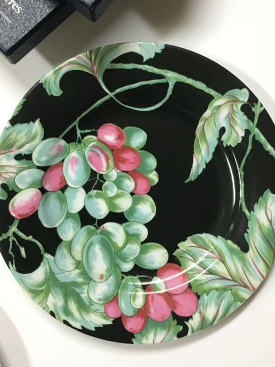 ヴィンテージ フランス製 ケーキ皿 6枚セット 手書き葡萄柄