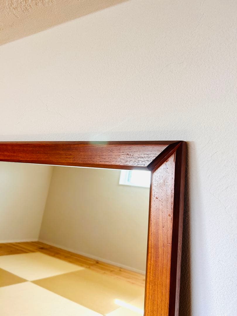 1950年代 ヨーロッパ アンティーク 姿見 木製 スタンドミラー 長方形