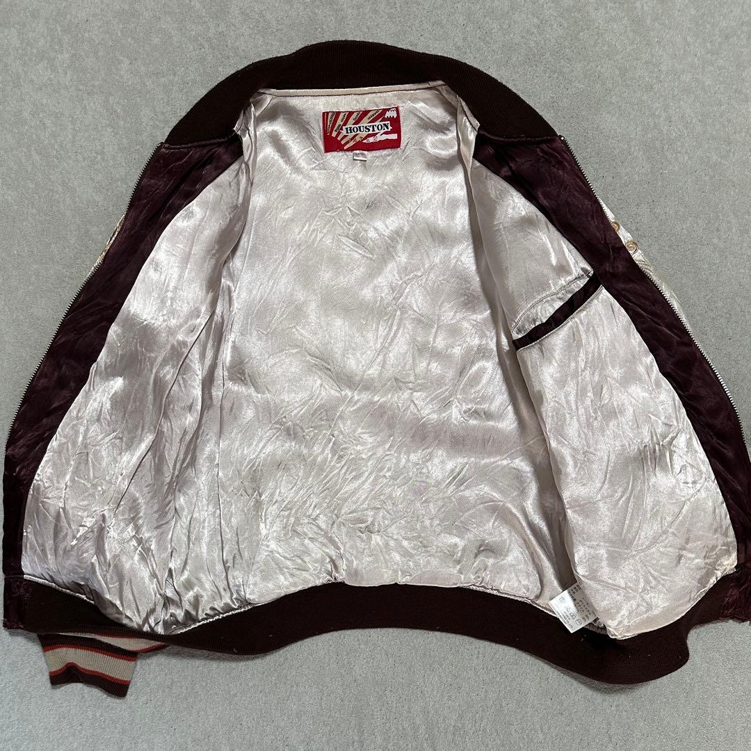 メンズL✨️ヒューストン　スカジャン　スーベニア　ドラゴン　龍　刺繍　ボルドー