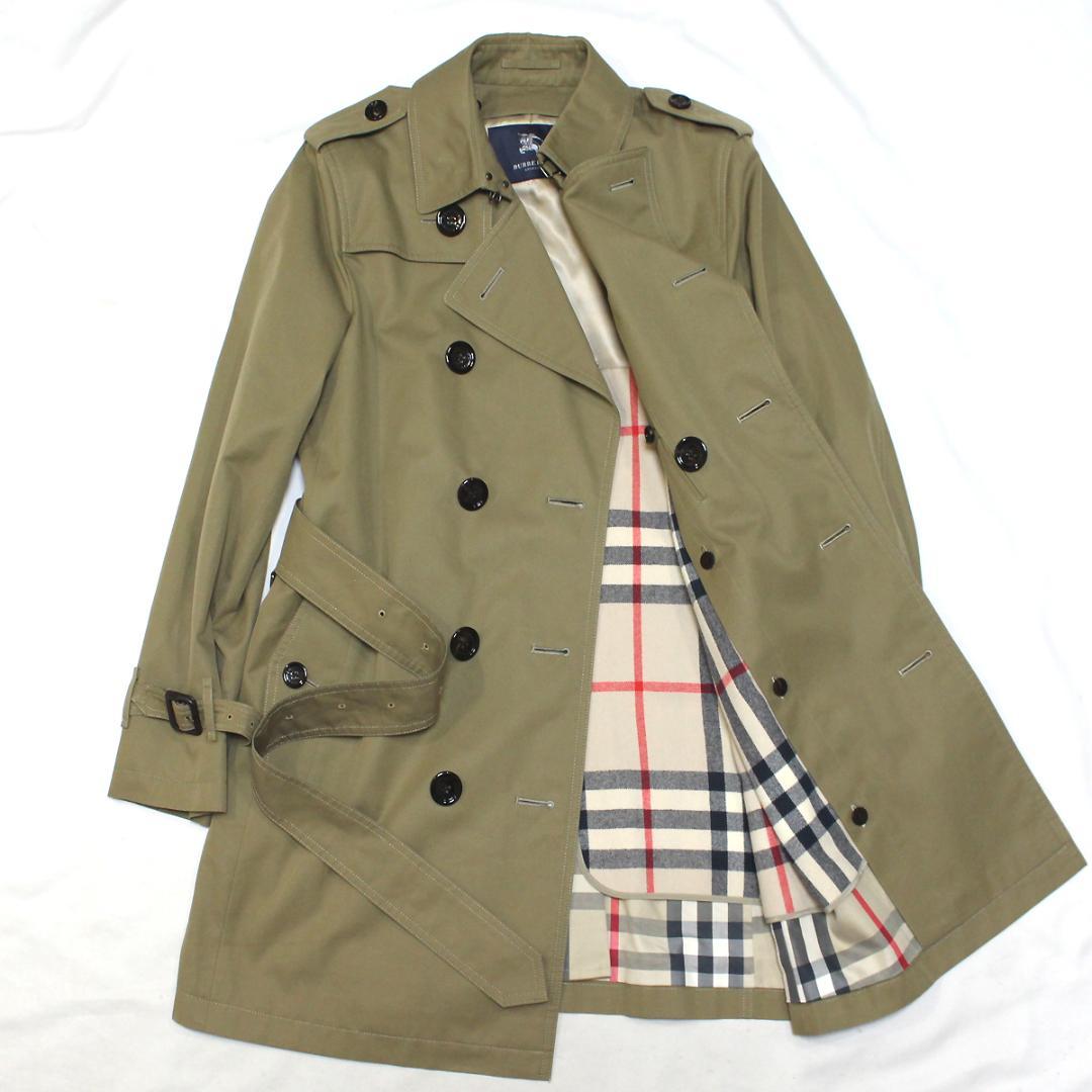 超美品 バーバリーロンドン トレンチコート L ライナー付きカーキ チェック裏地