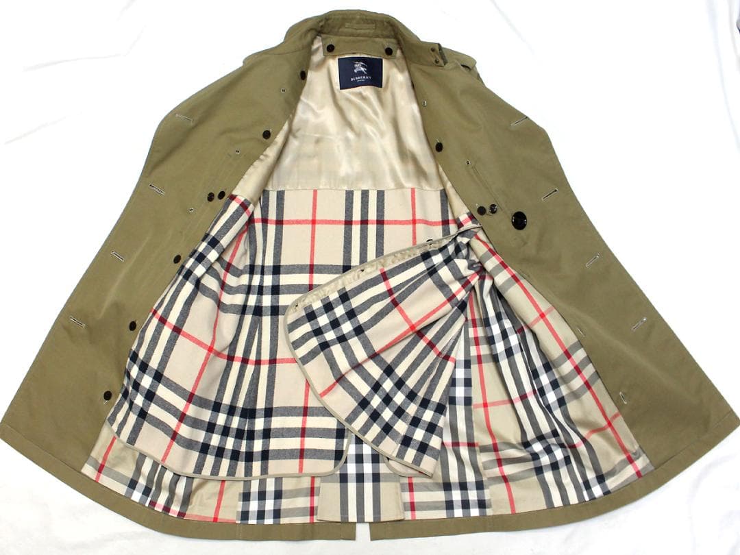 超美品 バーバリーロンドン トレンチコート L ライナー付きカーキ チェック裏地