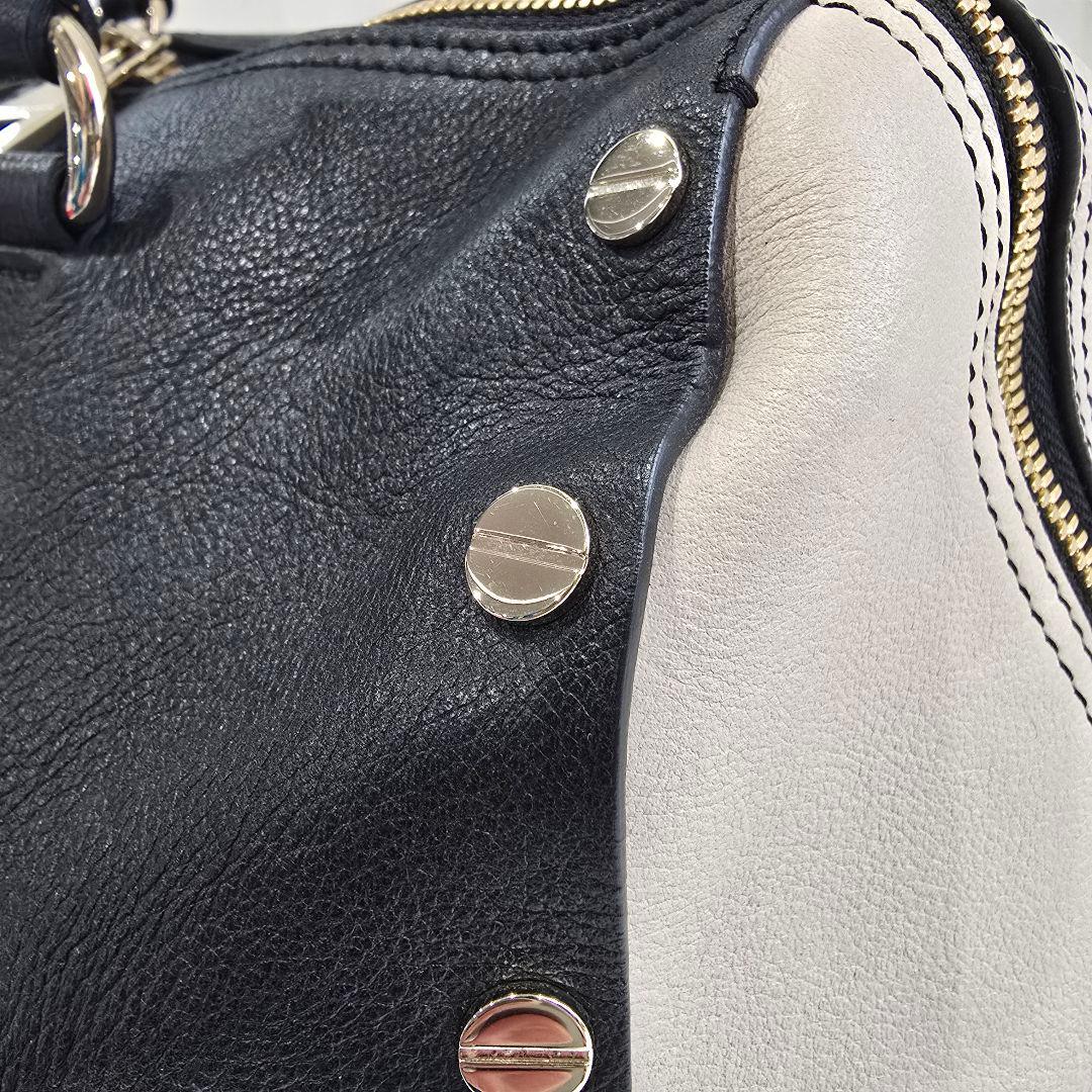 エンポリオアルマーニ ボストンバッグ レザー スタッズ バイカラー