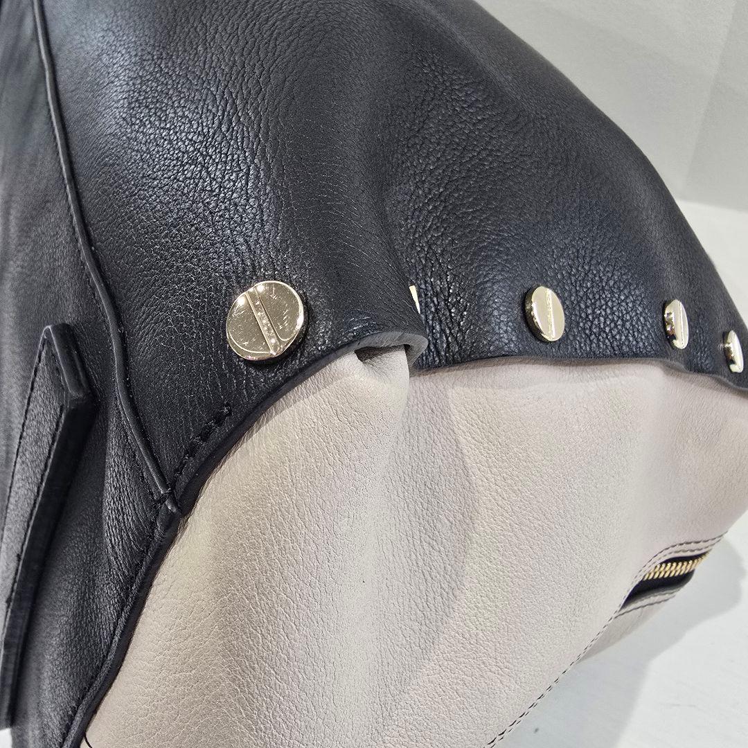 エンポリオアルマーニ ボストンバッグ レザー スタッズ バイカラー