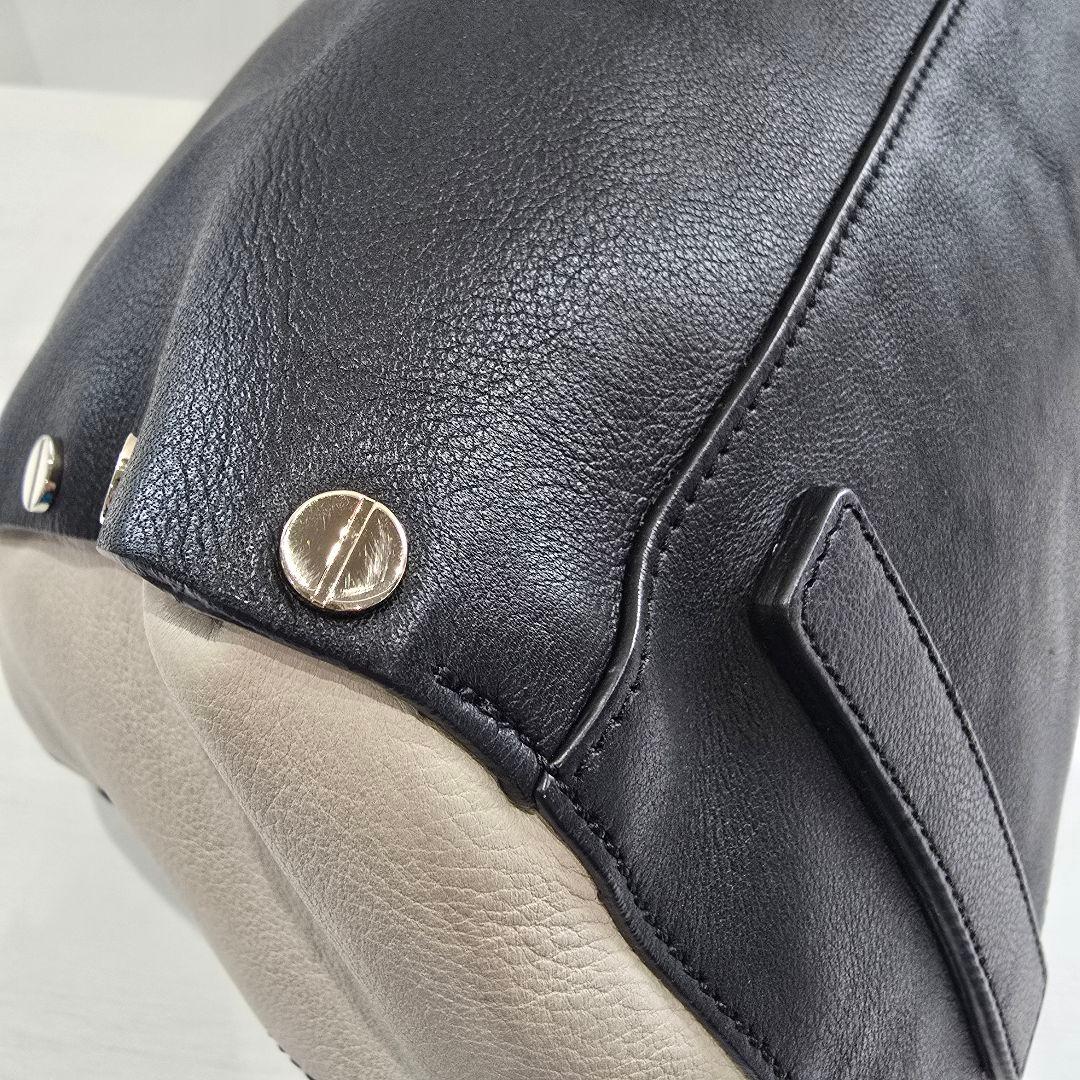 エンポリオアルマーニ ボストンバッグ レザー スタッズ バイカラー