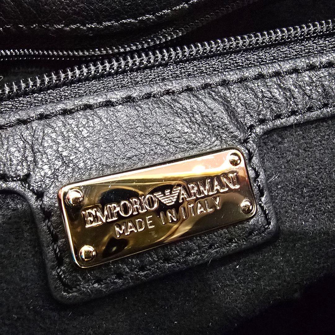 エンポリオアルマーニ ボストンバッグ レザー スタッズ バイカラー