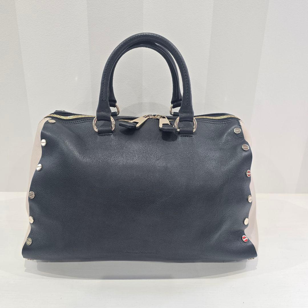 エンポリオアルマーニ ボストンバッグ レザー スタッズ バイカラー