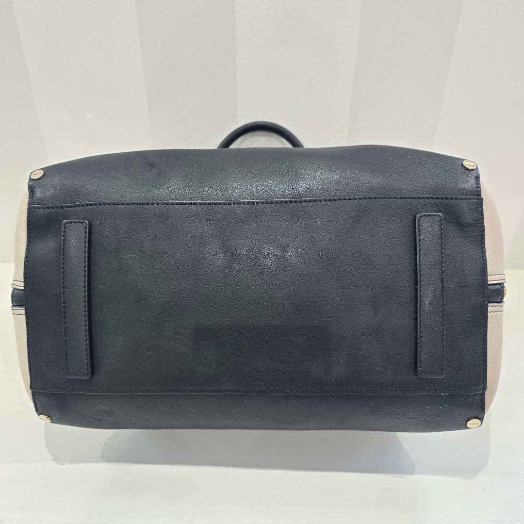 エンポリオアルマーニ ボストンバッグ レザー スタッズ バイカラー