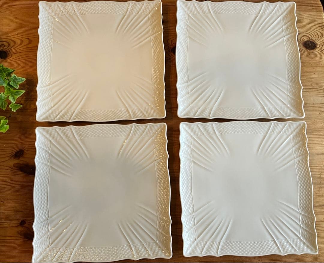 ジノリ　ベッキオホワイト　27.5スクエアプレート×4