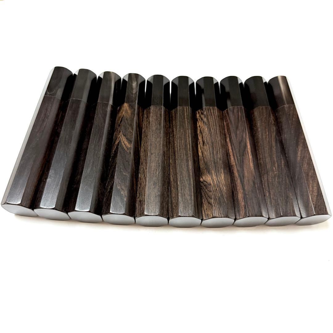 10本セット 黒水牛角 出刃6寸 手作り 包丁の柄 出刃180 黒檀八角柄