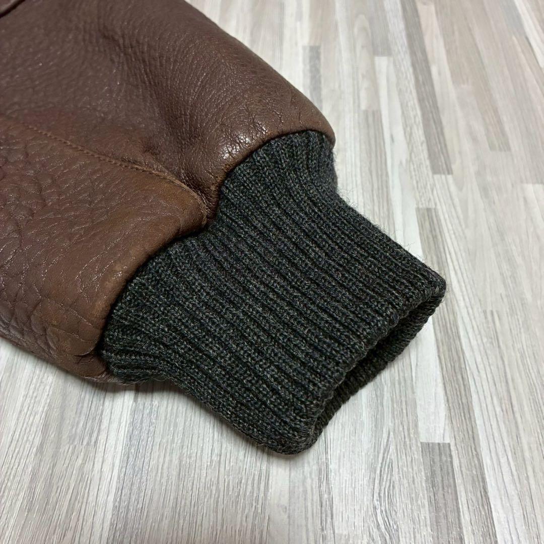 90s 希少✨️インターメッツォ ラムレザー ボンバージャケット ブラウン L