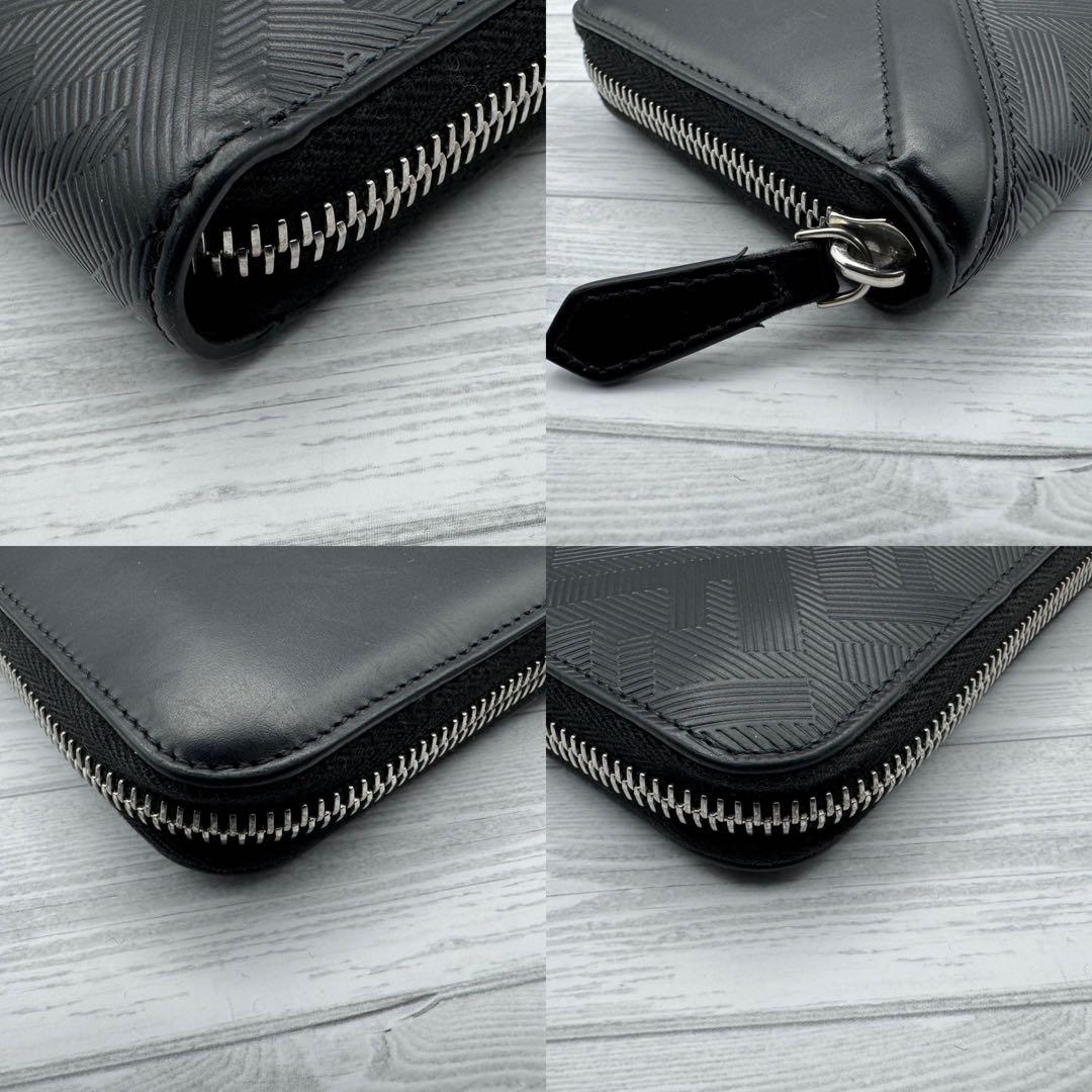 【美品】FENDI　シャドーダイアゴナル　ラウンドファスナー　長財布　レザー　黒