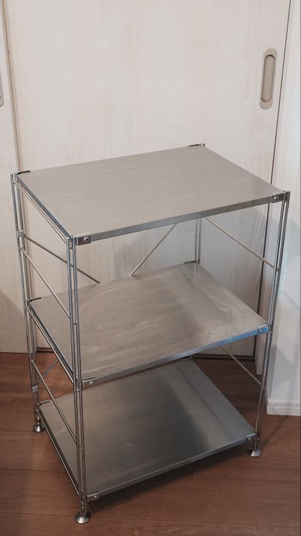 無印良品　ステンレスユニットシェルフ　3段　ワイド　小