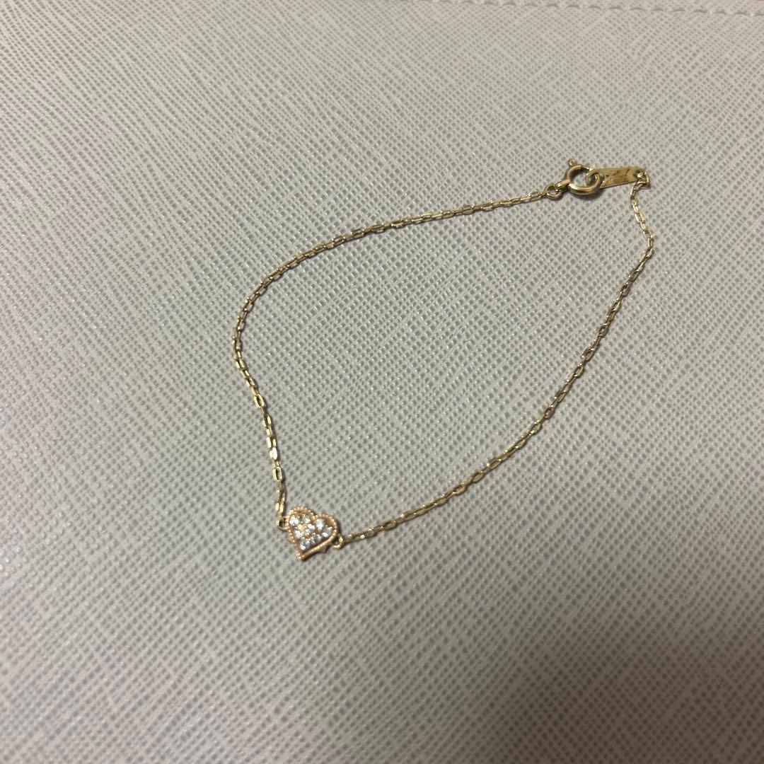 ローリーロドキン　10K イエローゴールド ハート型チャーム ブレスレット