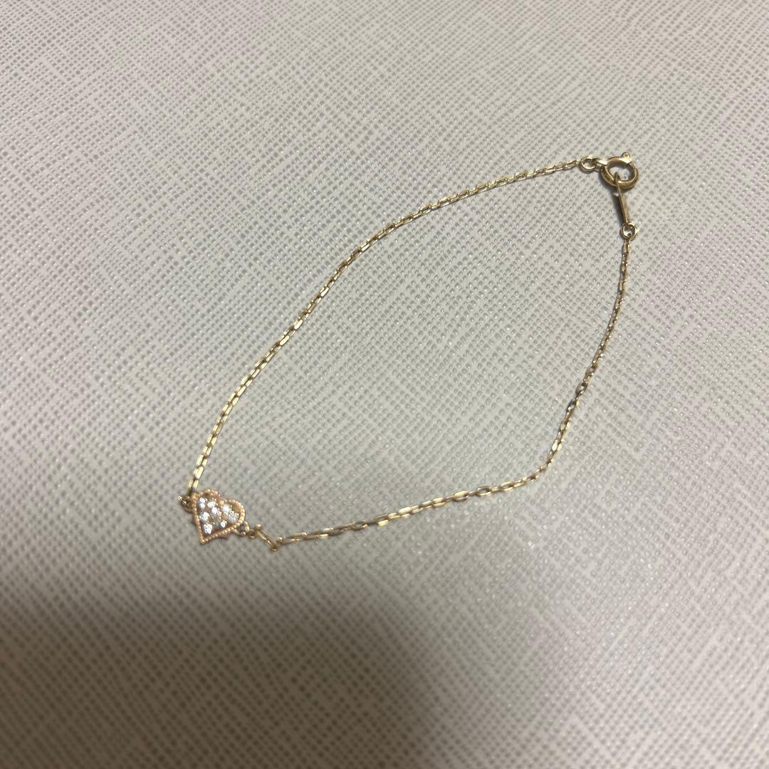 ローリーロドキン　10K イエローゴールド ハート型チャーム ブレスレット