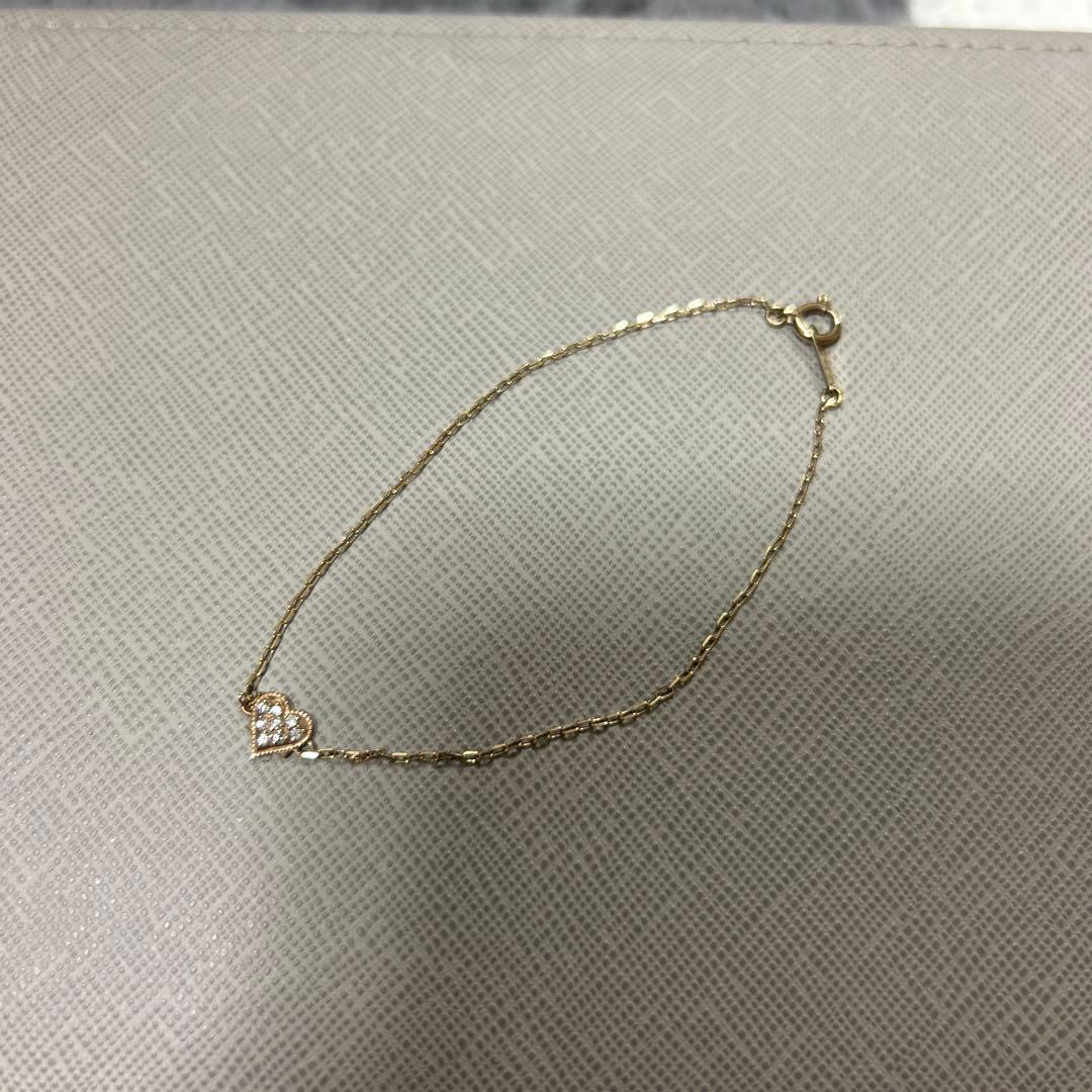 ローリーロドキン　10K イエローゴールド ハート型チャーム ブレスレット