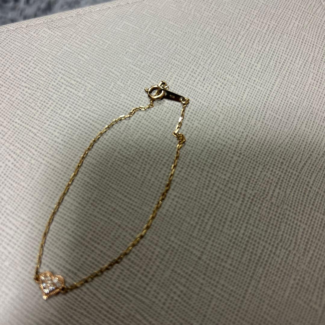 ローリーロドキン　10K イエローゴールド ハート型チャーム ブレスレット