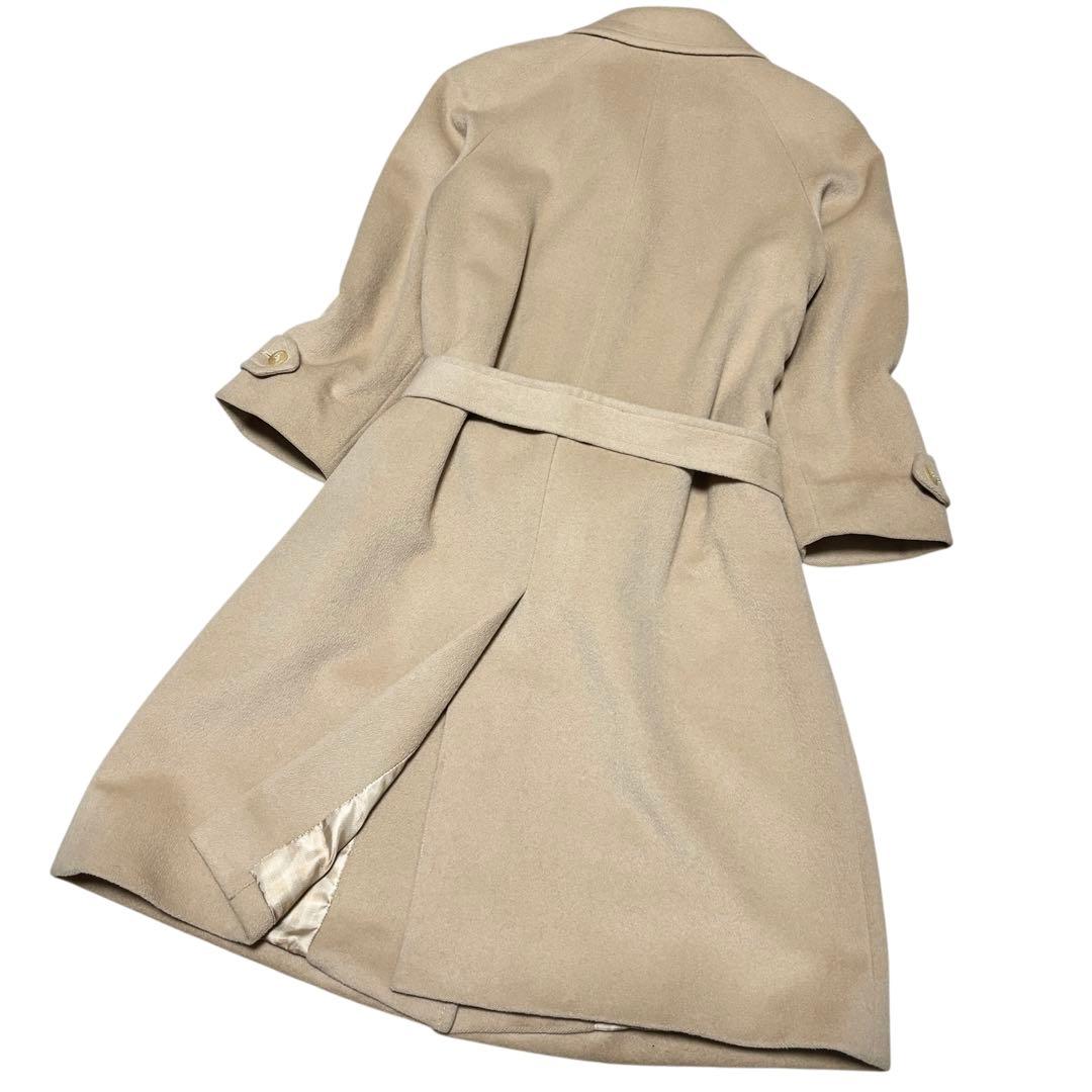美品 バーバリー アンゴラウール ロングコート ベルト ベージュ ノバチェック