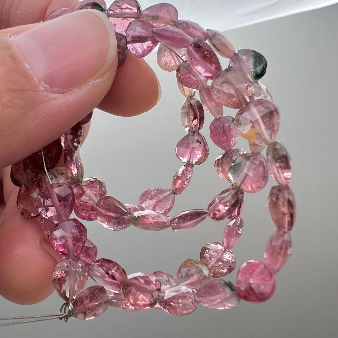 （t-14）ピンクトルマリン(ウォーターメロン)1連マロンブリオレットカット