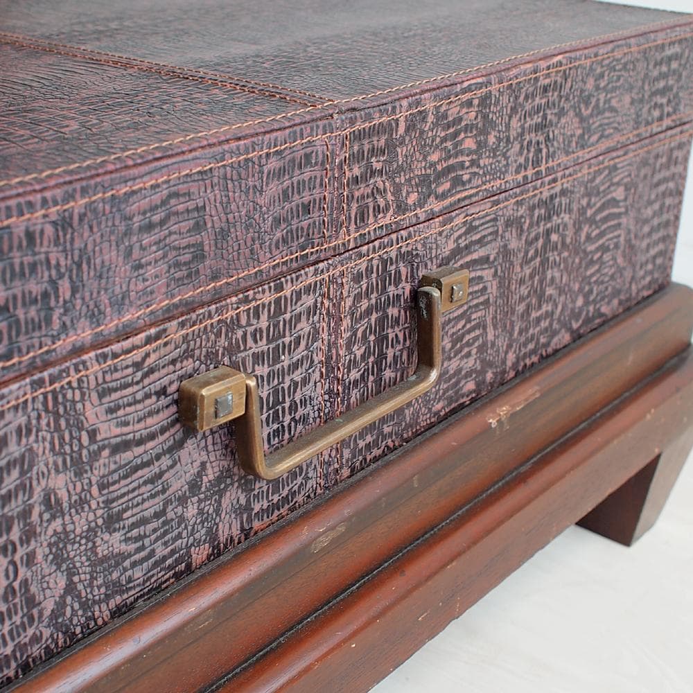 クロコダイル型押し 収納付きテーブル トランク 大型 検索/HALO KARE