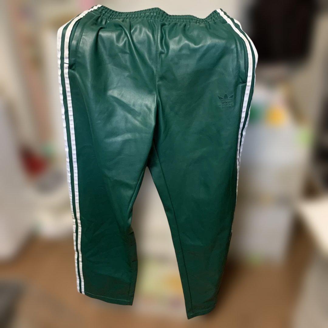 超美品　adidas　トラックパンツ　レザー　ファイヤーバード　スリーストライプ