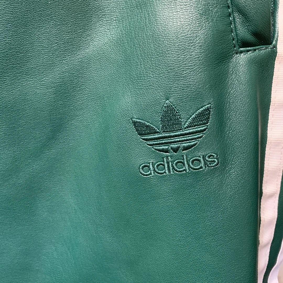 超美品　adidas　トラックパンツ　レザー　ファイヤーバード　スリーストライプ