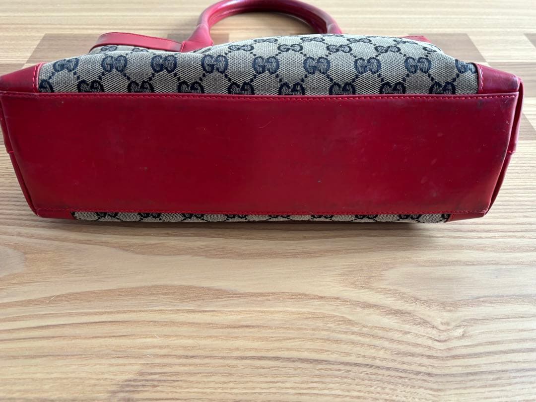 GUCCI グッチ GGキャンバス レザー トートバッグ 赤　002 1119