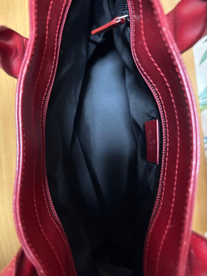 GUCCI グッチ GGキャンバス レザー トートバッグ 赤　002 1119