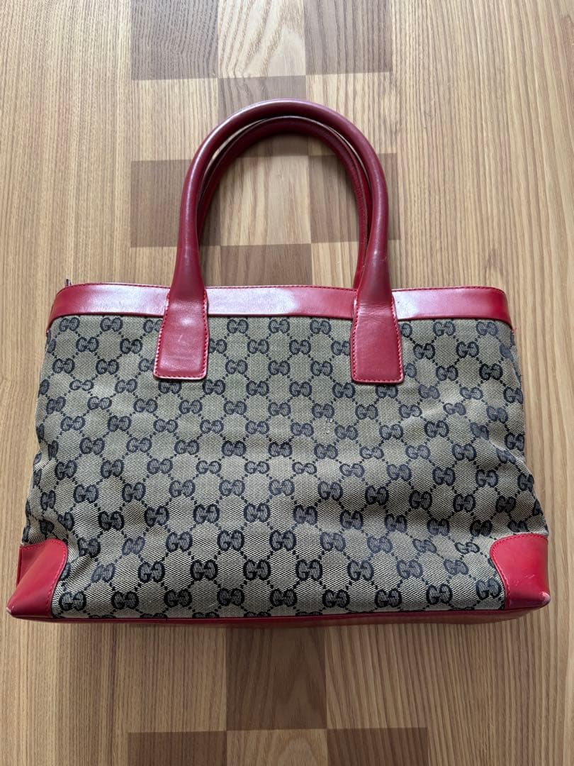 GUCCI グッチ GGキャンバス レザー トートバッグ 赤　002 1119
