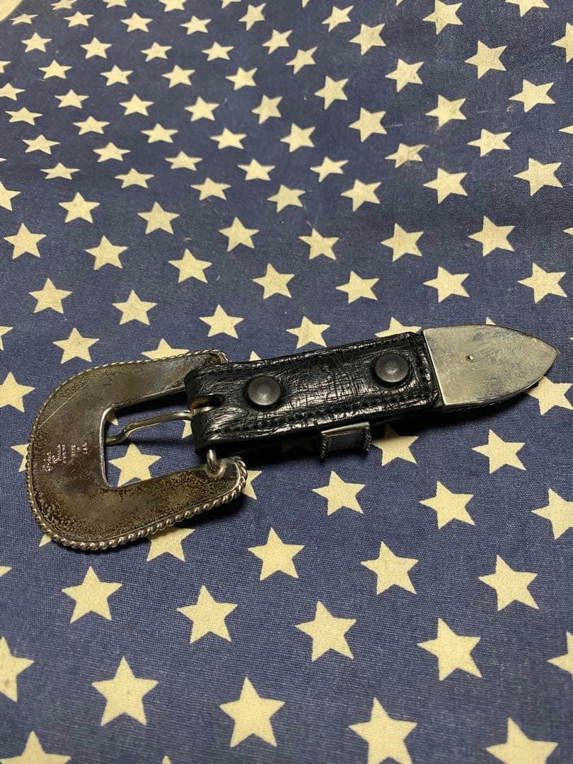 黒レザー装飾バックルベルト(スターリングシルバー)サンセットトレイル