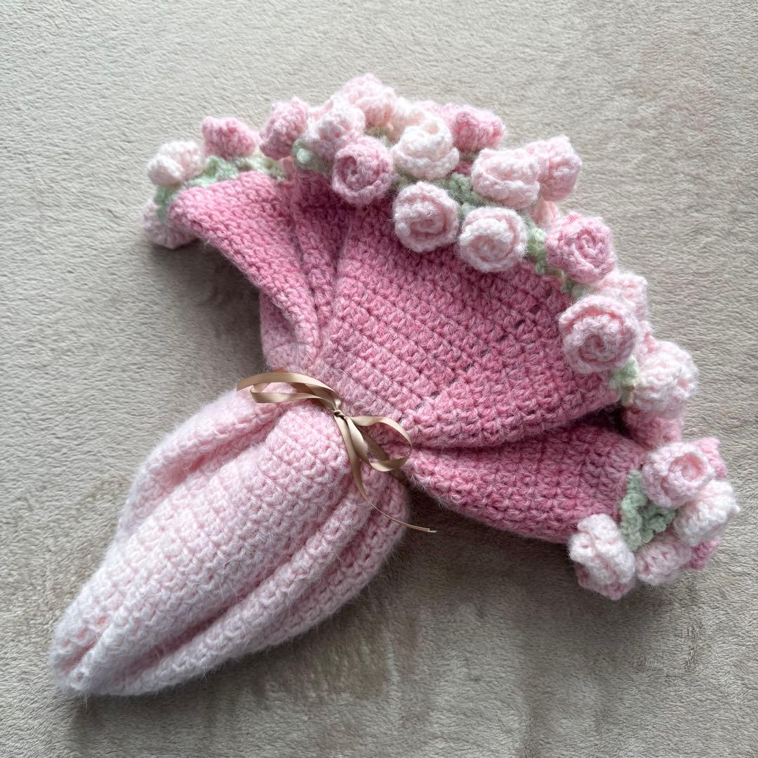 バラ 花束ブランケット 100cm ベビーピンク グラデーション ハンドメイド