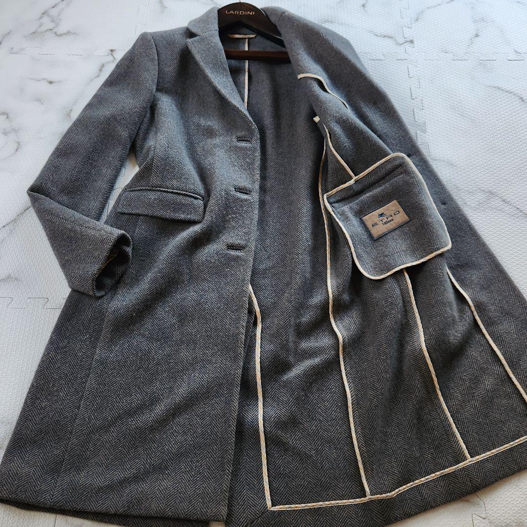 入手困難✨エトロ チェスターコート カシミヤ ヘリンボーン 大きいサイズ