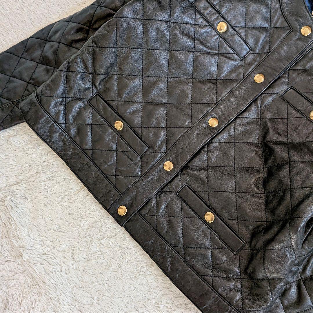 美品❀J.CREW　ラムレザー　キルティング　ジャケット　金ボタン　М〜L相当