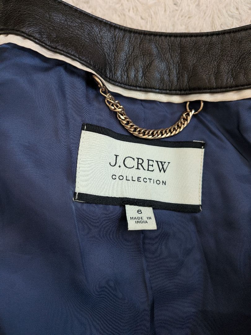 美品❀J.CREW　ラムレザー　キルティング　ジャケット　金ボタン　М〜L相当