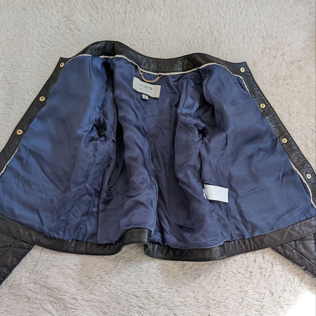 美品❀J.CREW　ラムレザー　キルティング　ジャケット　金ボタン　М〜L相当