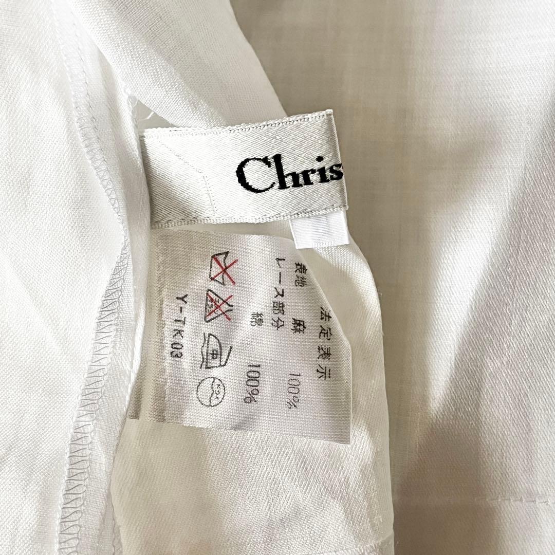 美品 Christian Dior ディオール リネン セーラー ブラウス