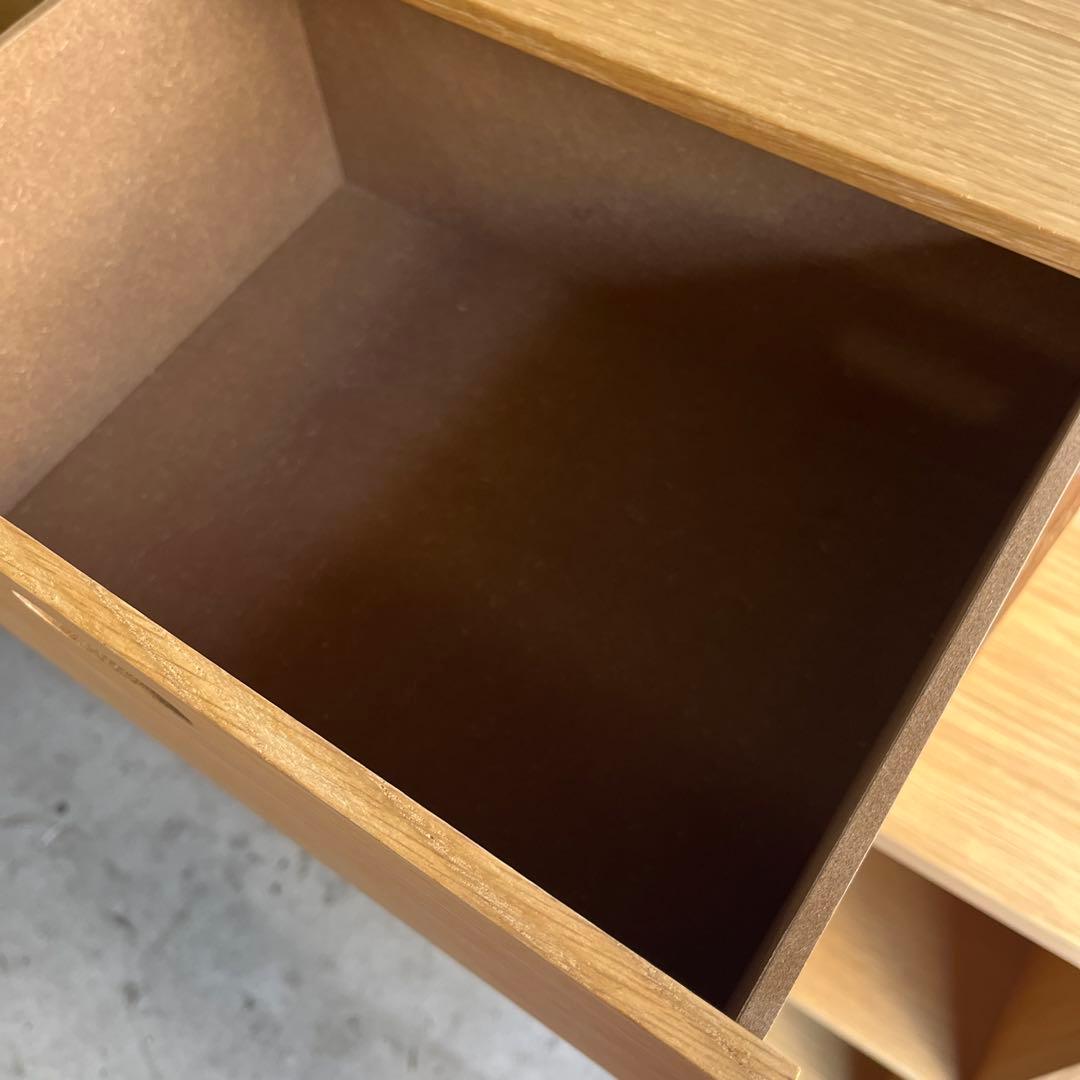 美品★無印 スタッキングシェルフセット・５段×２列・オーク材 チェスト付