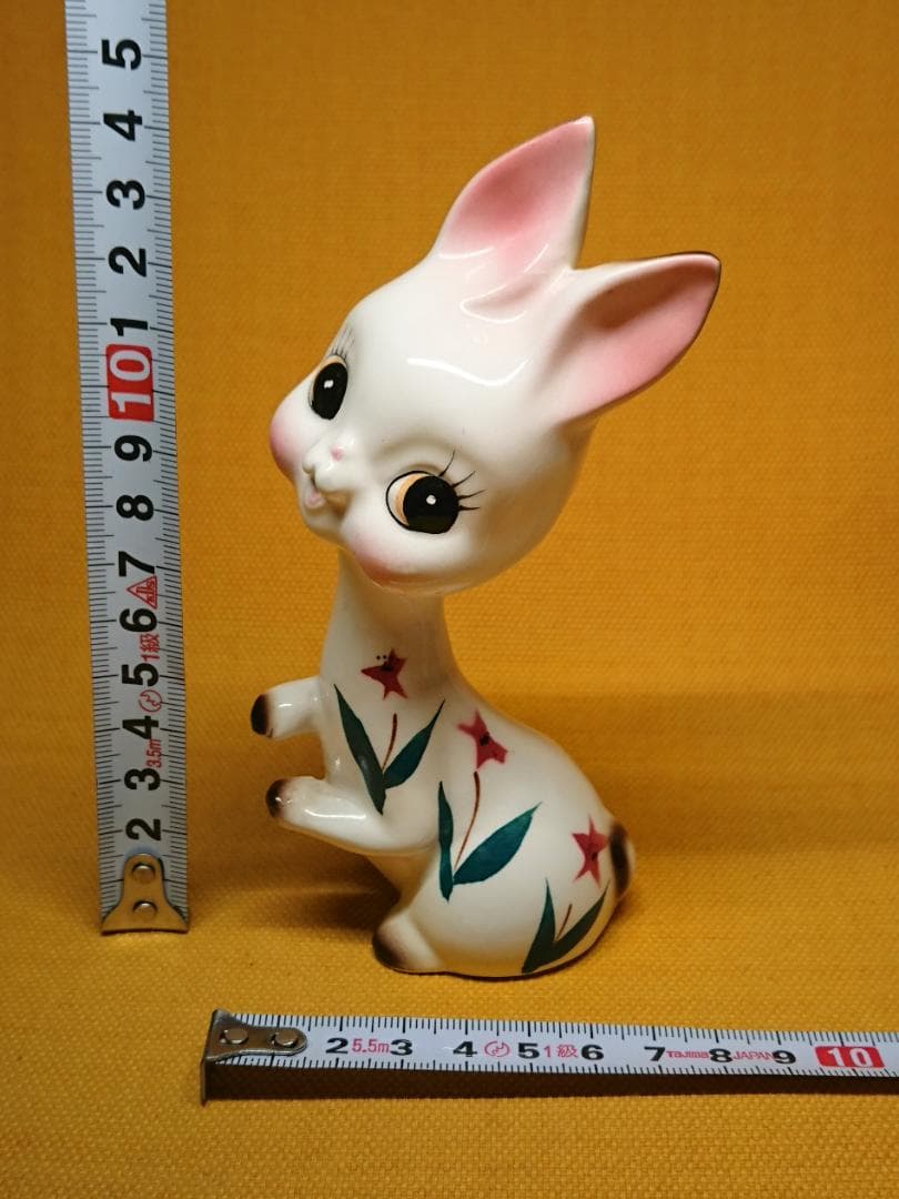 【美品】ウサギ　兎　白兎　陶器　置物　インテリア　工芸品　美術品　A1241