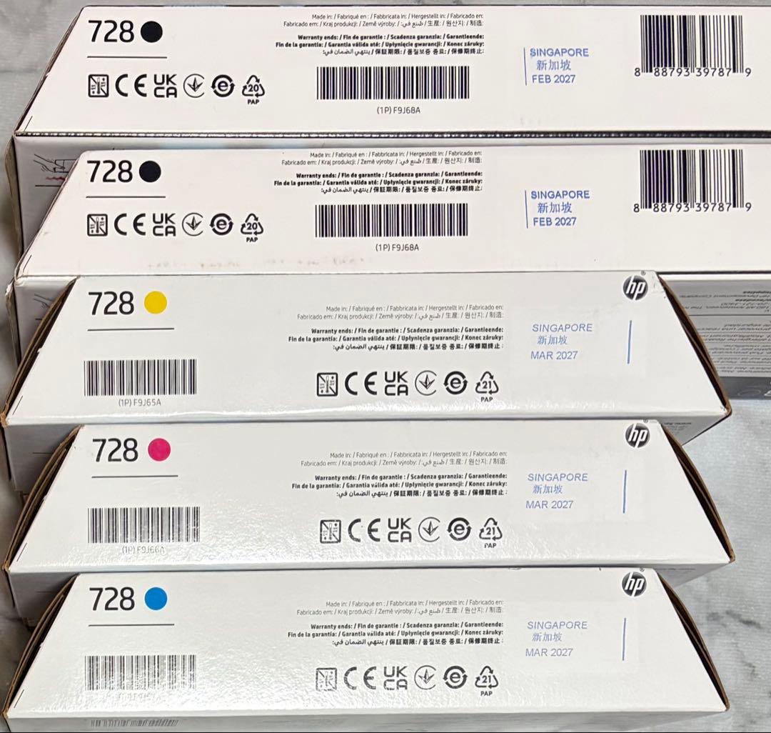 HP728純正インク 計5個　期限2027/FEB〜2027/MAR