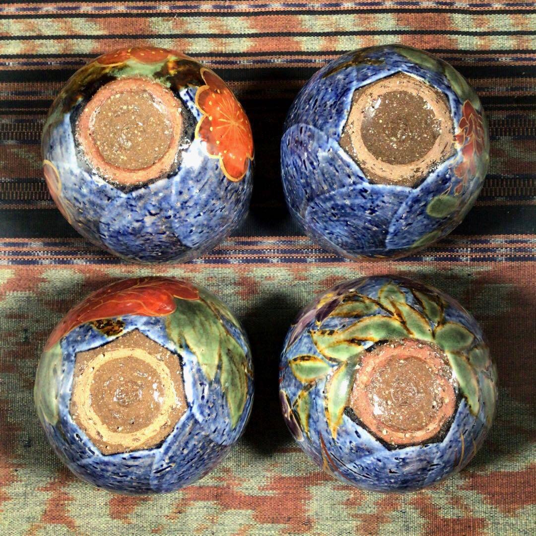 『プレうー特価』　清水焼　陶あん　お茶茶碗　(抹茶茶碗に近い) 4杯