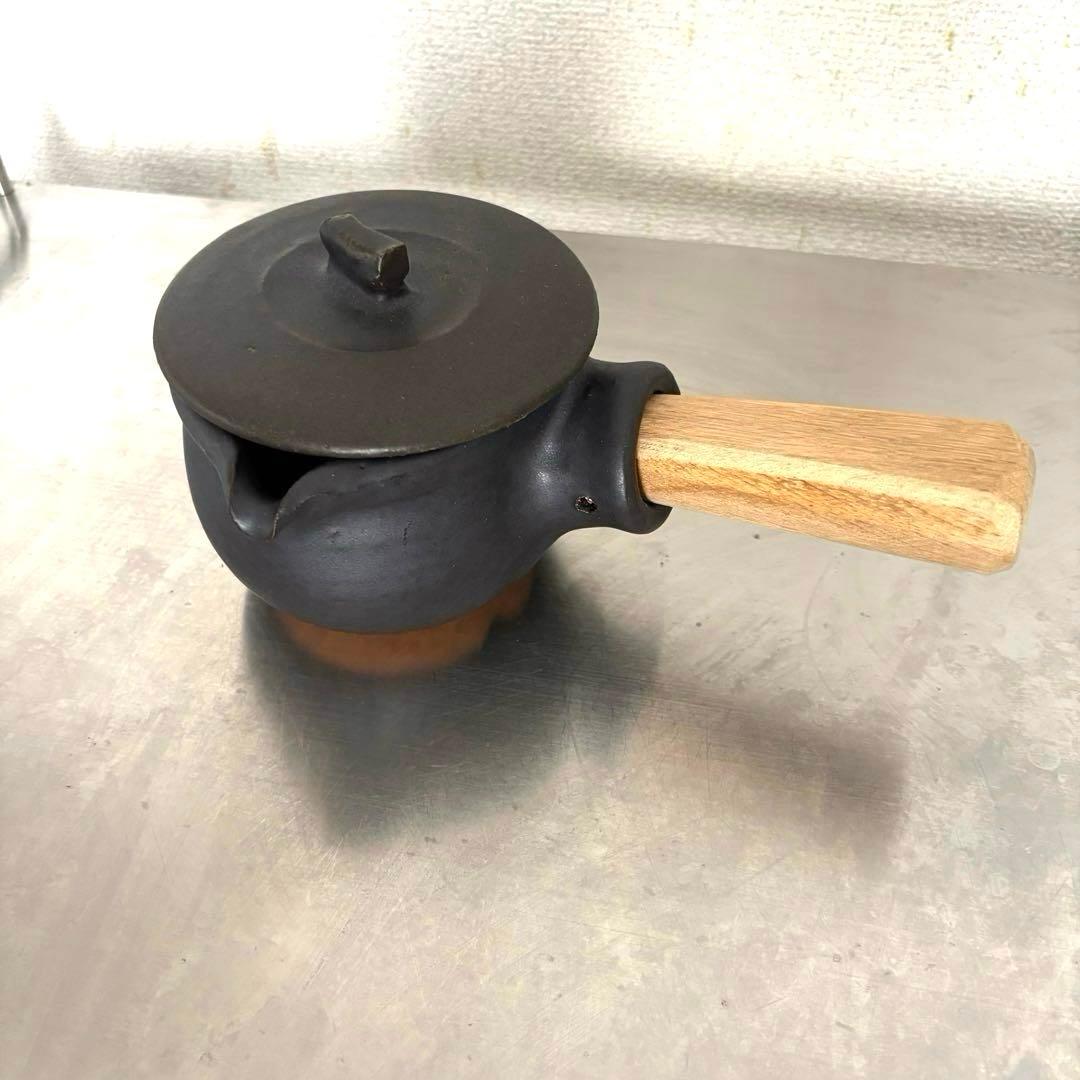 【新品未使用】馬場勝文 ふた付き耐熱ミルクパン 黒　直火可　作家