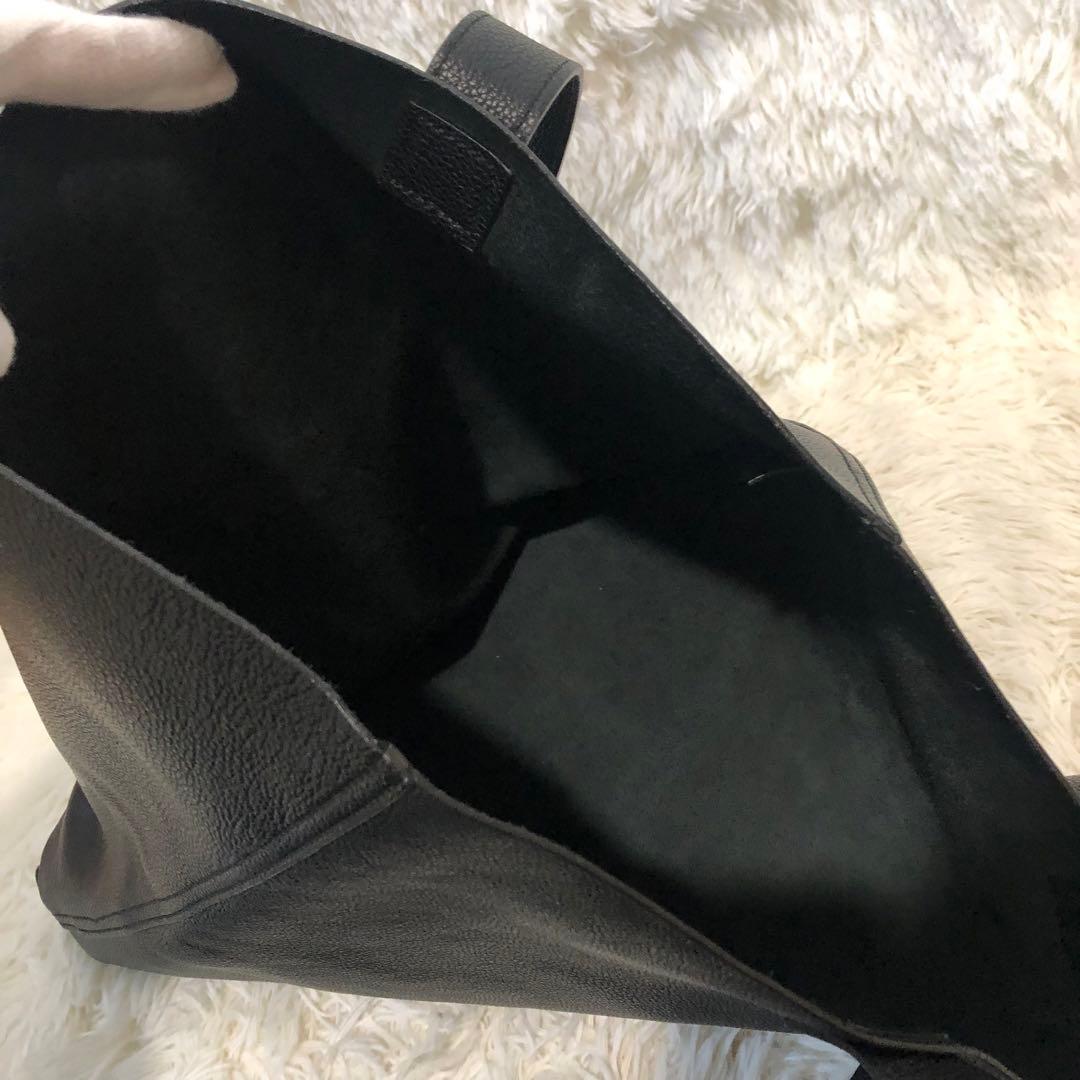 未使用級✨グッチ　レザー トートバッグ　ロゴ シェリーライン　ブラック メンズ