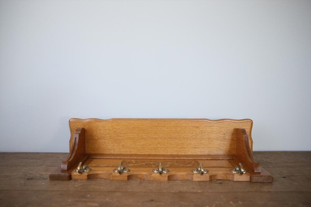 フランスアンティーク木製ウォールフック/シェルフ/壁掛けラック(86-174)